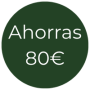 Sello 'Ahorras 80€' del pack de fotografía de embarazo y recién nacido en Madrid